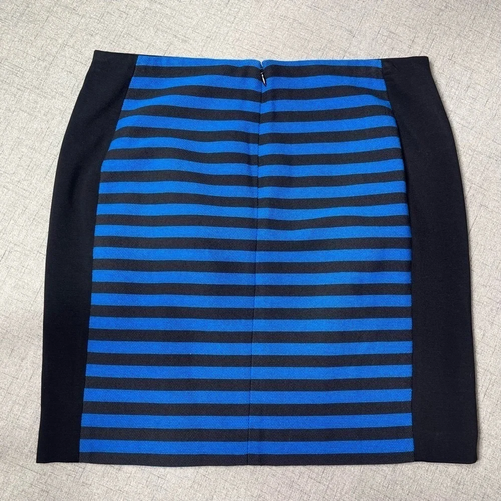 Ann Taylor Blue & Black Striped Knit Pencil Skirt Stretchy 10 - Picture 4 of 6
